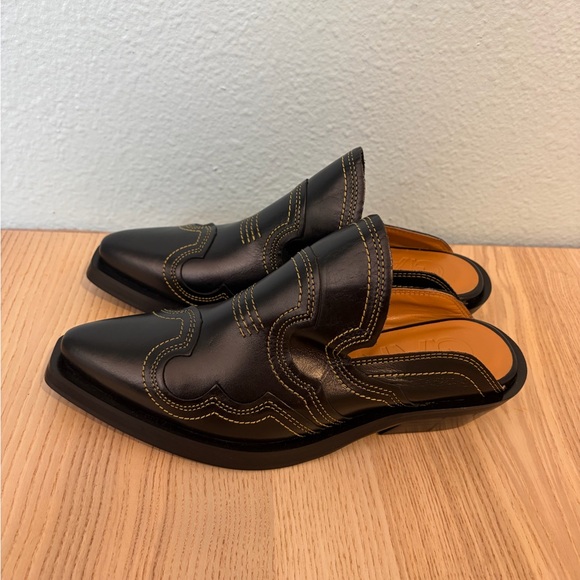 NWOT Ganni Embroidered Western Mules - Picture 2 of 4